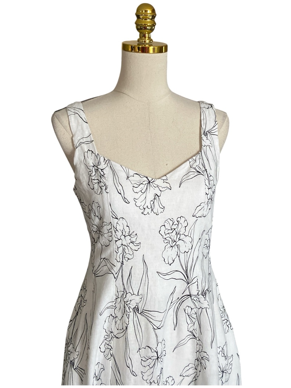 Cynthia Rowley Linen Blend Tiered Sleeveless White Floral Midi Dress Size 6 - Picture 7 of 11